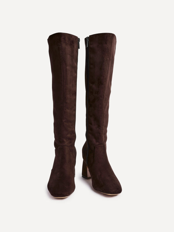 Linzi Brown Faux Suede Knee High Boot