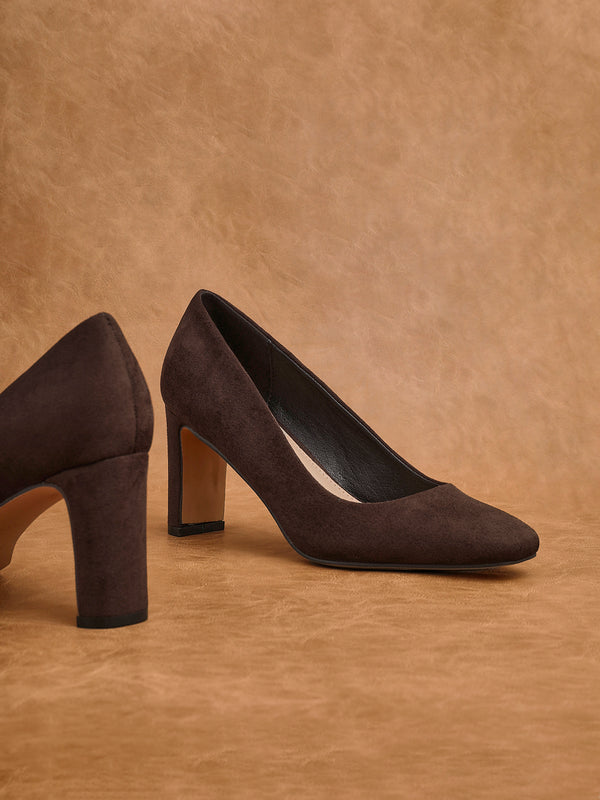linzi Brown Faux Suede Modern Style Court Heel