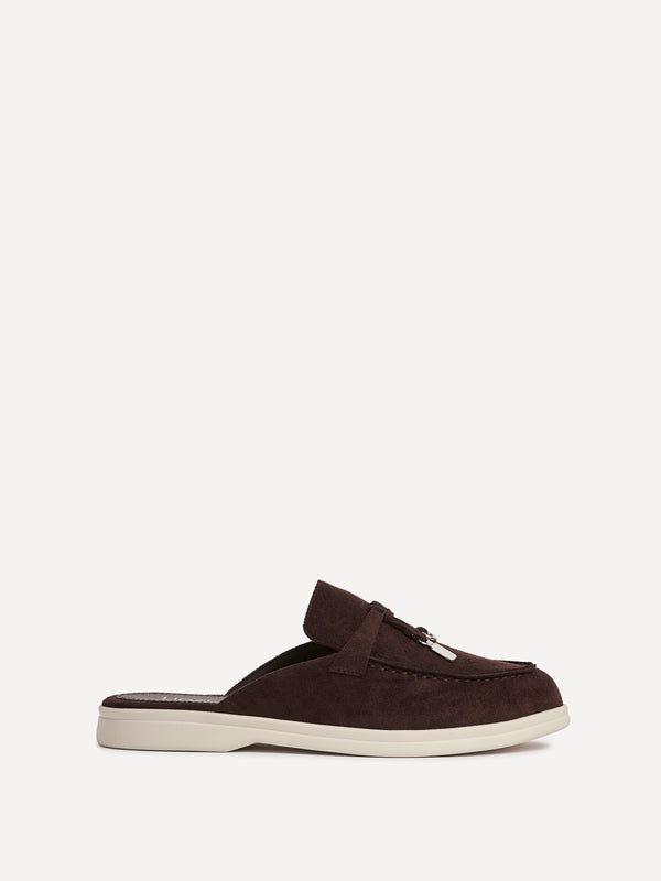 Linzi Brown Faux Suede Slip On Mule