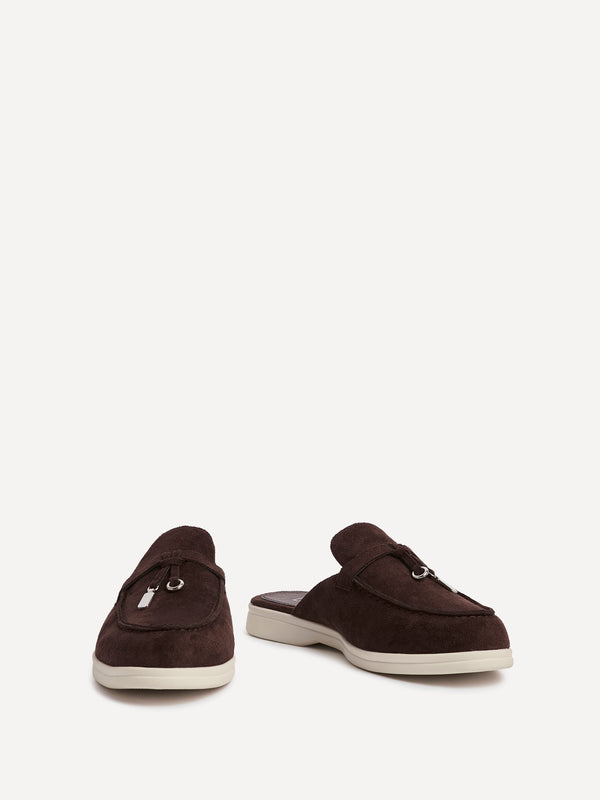 Linzi Brown Faux Suede Slip On Mule