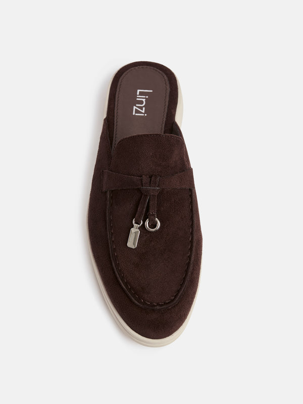 Linzi Brown Faux Suede Slip On Mule