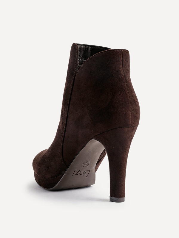 Linzi Brown Faux Suede Small Platform Ankle Boot