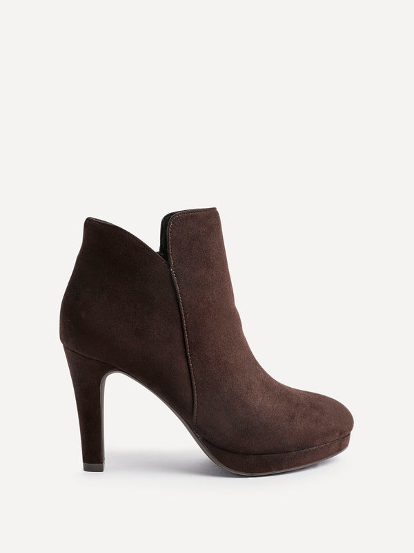 Linzi Brown Faux Suede Small Platform Ankle Boot