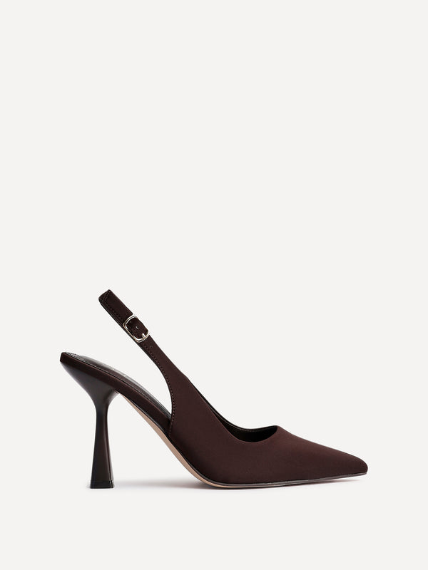 Linzi Brown Lycra Sling Back Court Heel