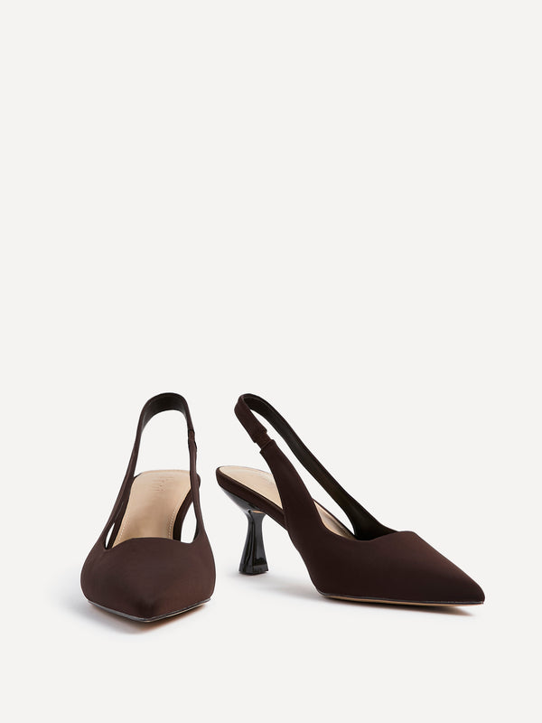Linzi Brown Scuba Sling Back Low Court Heel