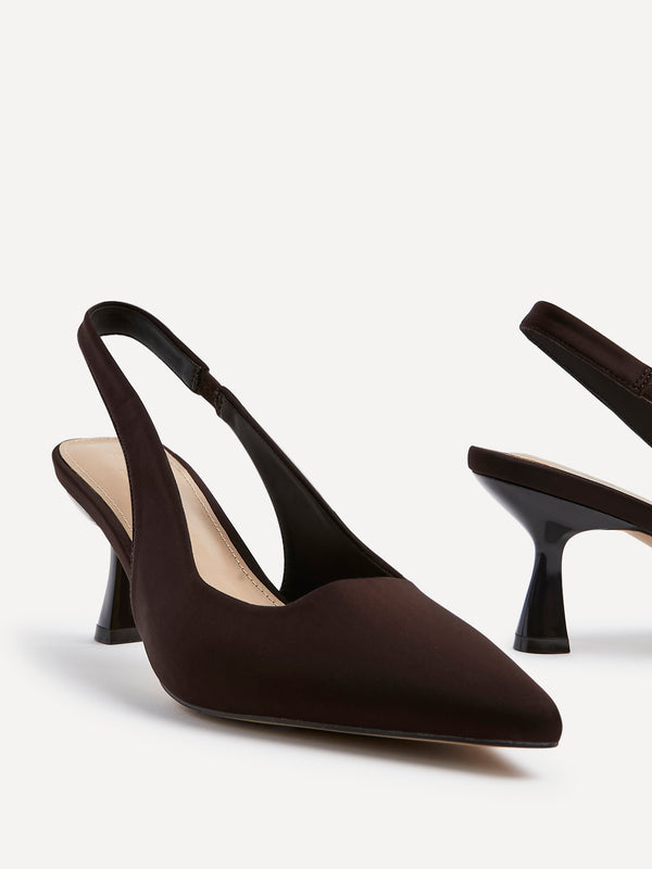 Linzi Brown Scuba Sling Back Low Court Heel