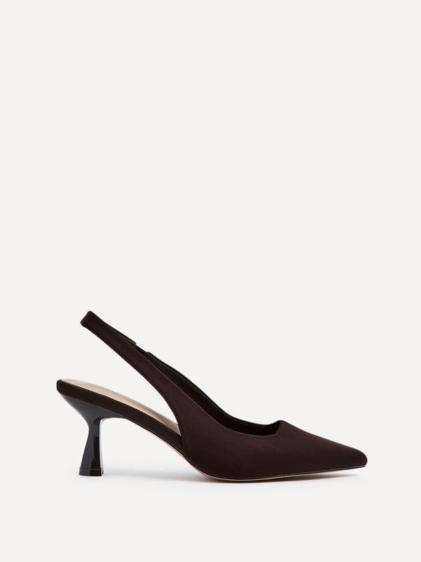 Linzi Brown Scuba Sling Back Low Court Heel