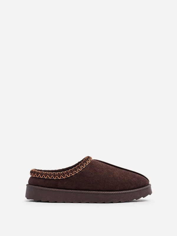 Linzi Brown Suede Slipper With Aztec Detail