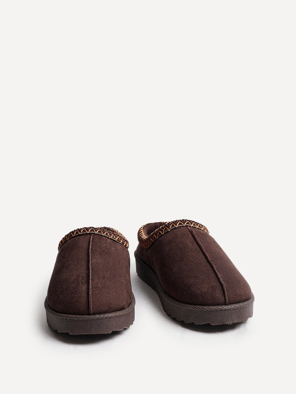 Linzi Brown Suede Slipper With Aztec Detail