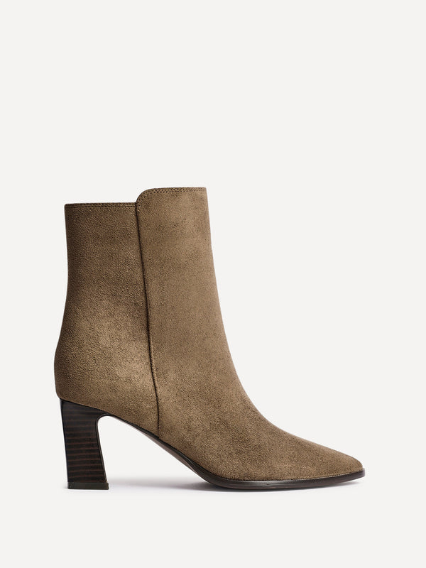 Linzi Brown Suede Stacked Block Heel Ankle Boot