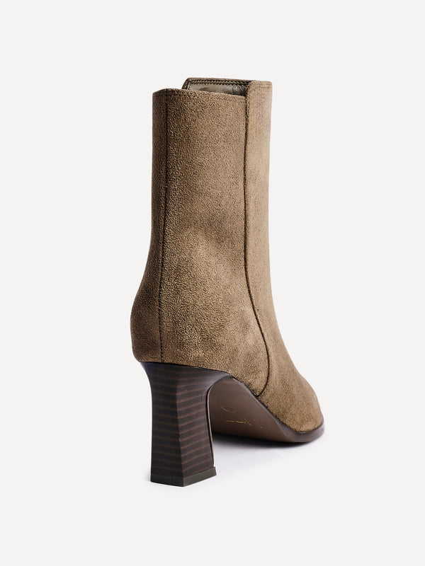 Linzi Brown Suede Stacked Block Heel Ankle Boot