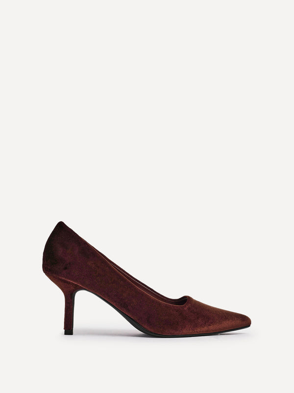 Linzi Brown Velvet Classic Court Heels