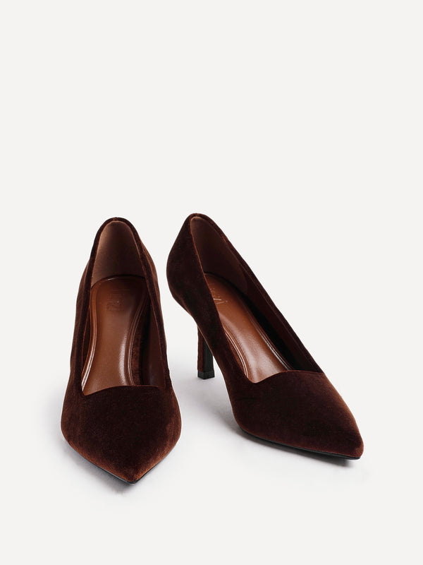 Linzi Brown Velvet Classic Court Heels