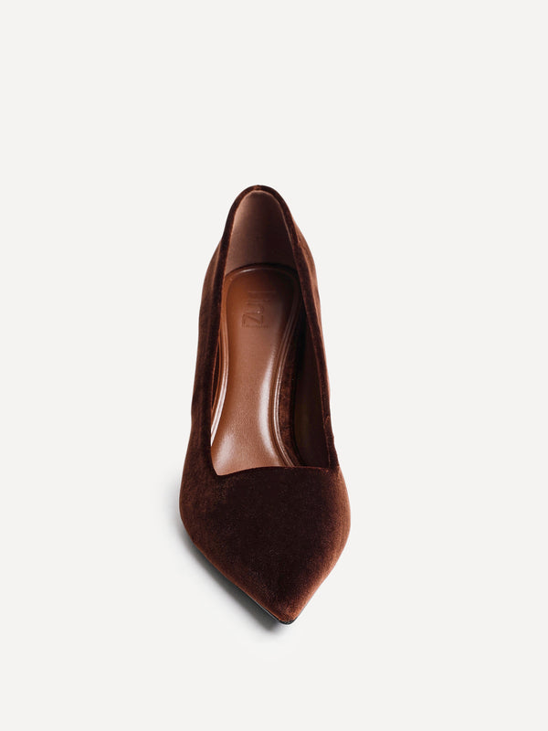 Linzi Brown Velvet Classic Court Heels