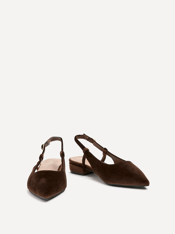 Linzi Brown Velvet Pointed Toe Ballet Flat