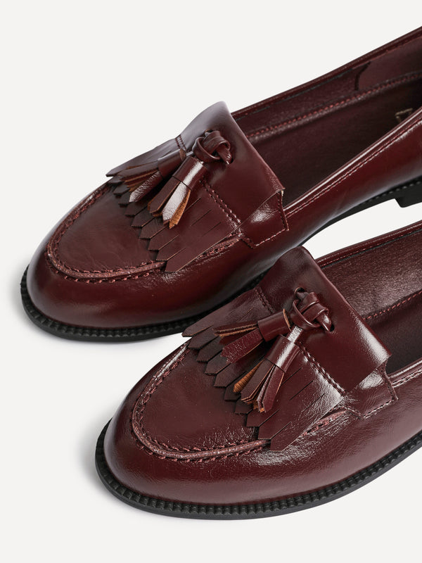Linzi Burgundy Faux Leather Classic Slip On Loafer