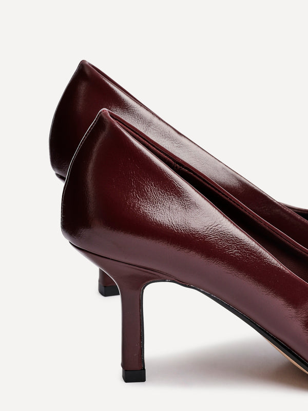Linzi Burgundy Faux Leather Court Heels