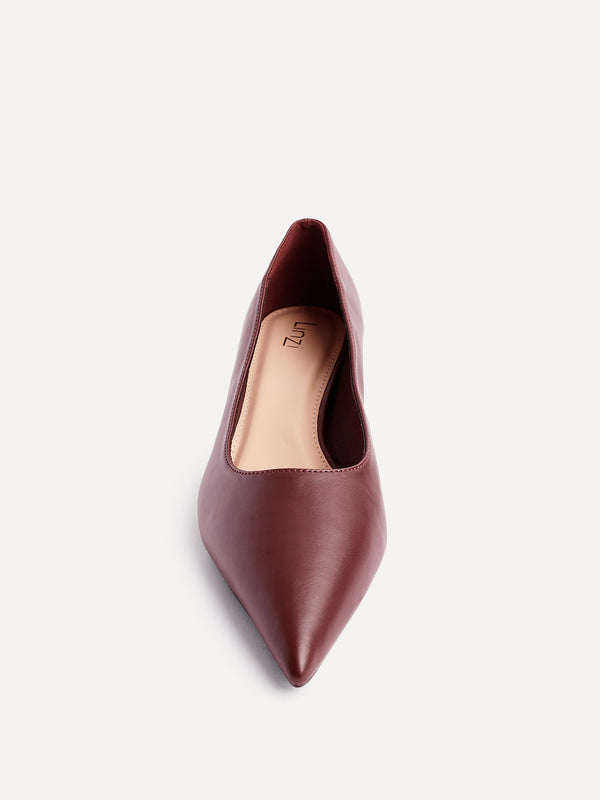 Linzi Burgundy Faux Leather Kitten Court Heel