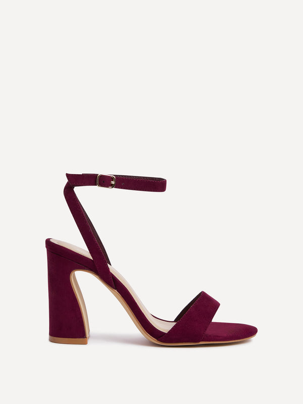 Linzi Burgundy Faux Suede Block Heel
