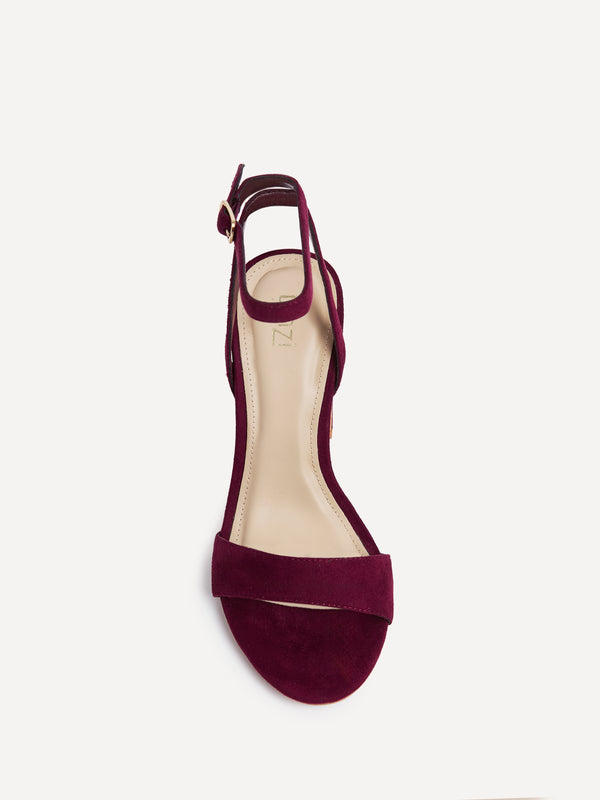 Linzi Burgundy Faux Suede Block Heel