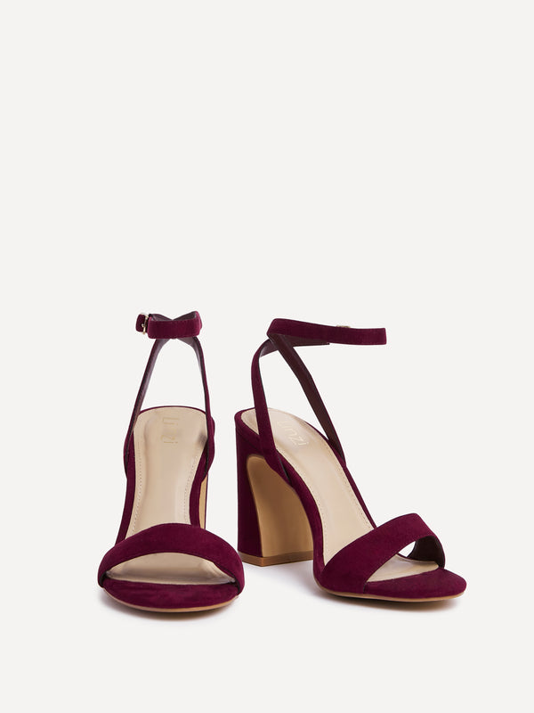 Linzi Burgundy Faux Suede Block Heel