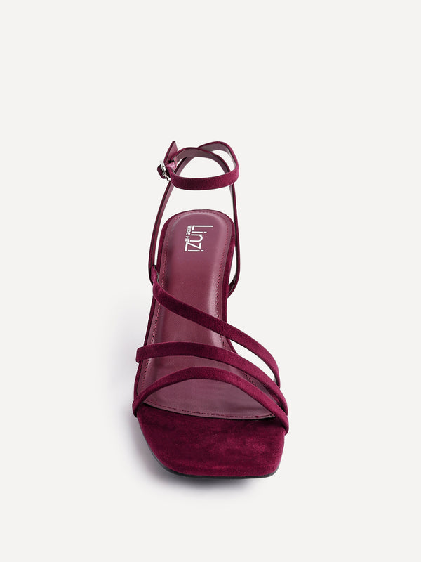 Linzi Burgundy Faux Suede Strappy Heels