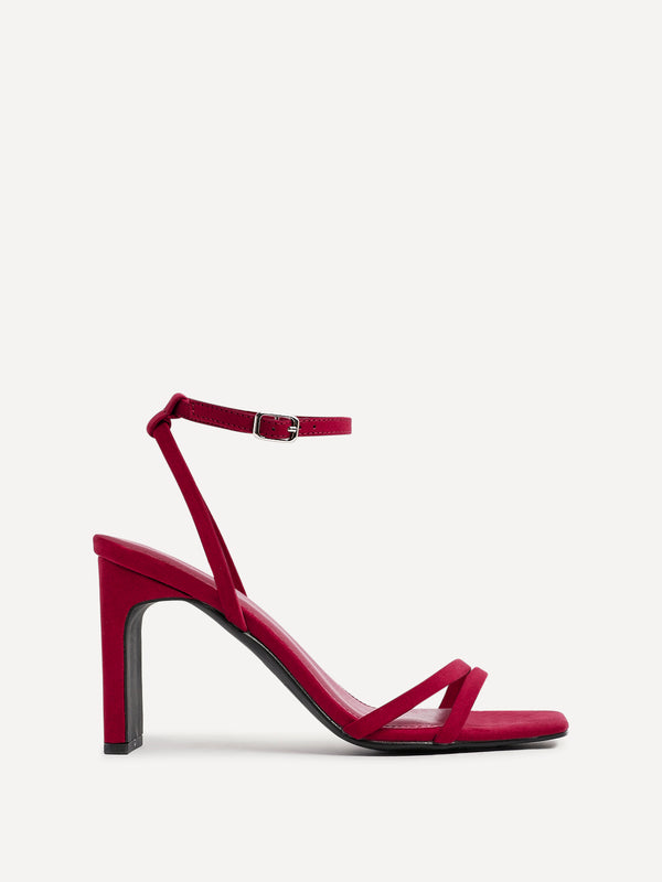 Linzi Burgundy Faux Suede Strappy High Heel