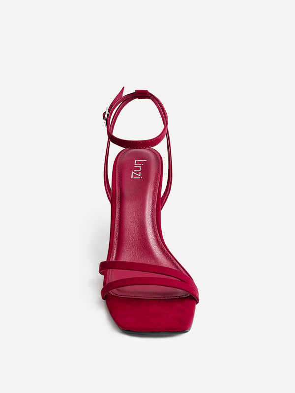 Linzi Burgundy Faux Suede Strappy High Heel