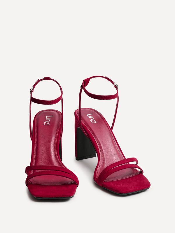 Linzi Burgundy Faux Suede Strappy High Heel