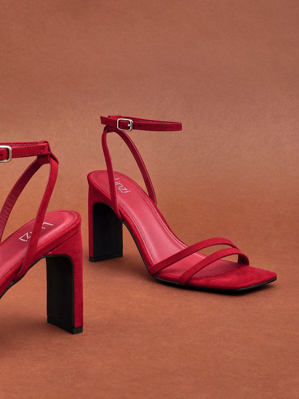 linzi Burgundy Faux Suede Strappy High Heel