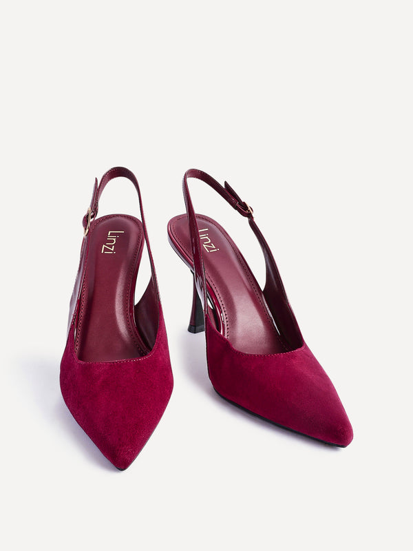 Linzi Burgundy Faux Suede Two Tone Court Heel
