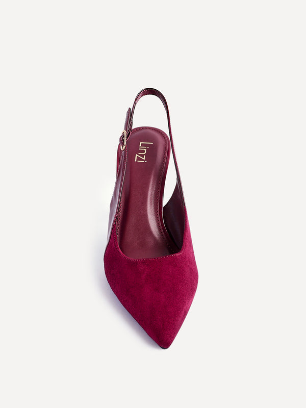 Linzi Burgundy Faux Suede Two Tone Court Heel