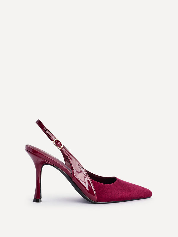 Linzi Burgundy Faux Suede Two Tone Court Heel