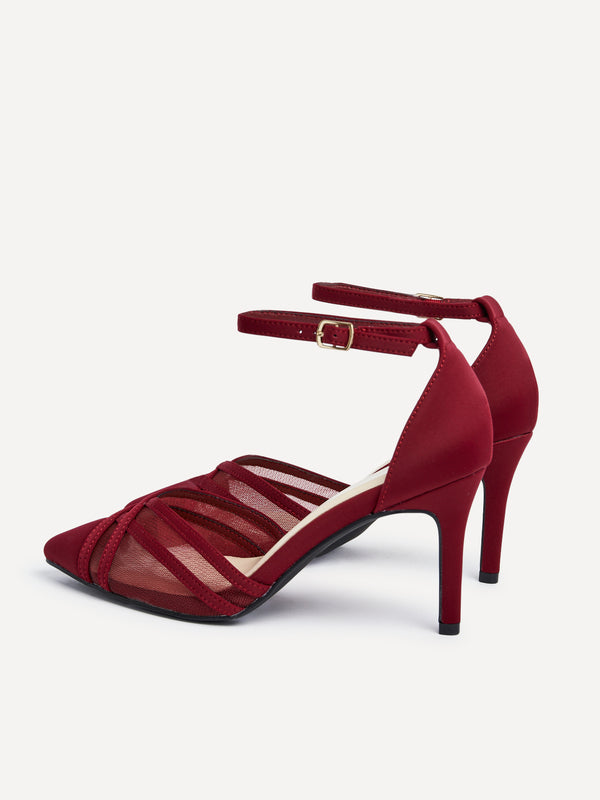 Linzi Burgundy Mesh Closed Back Court Heel