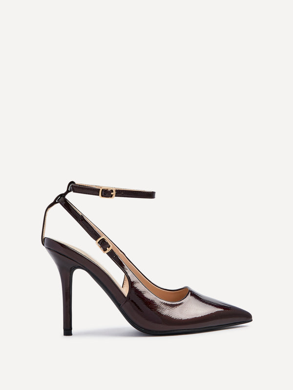 Linzi Burgundy Patent Stylist Court Heels