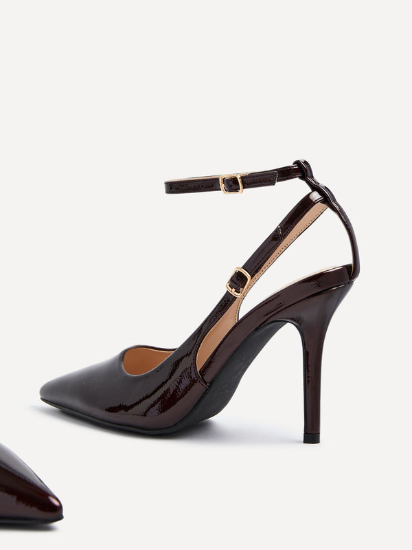 Linzi Burgundy Patent Stylist Court Heels