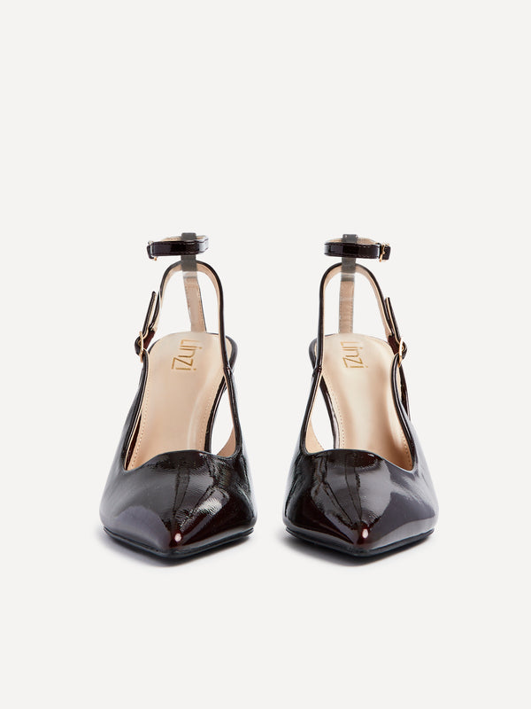 Linzi Burgundy Patent Stylist Court Heels