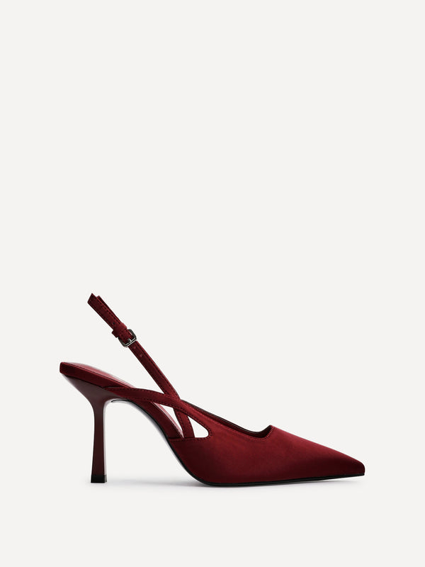 Linzi Burgundy Scuba Sling Back Court Heels