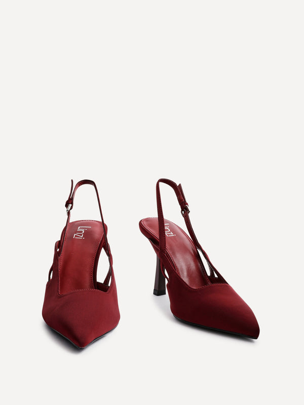 Linzi Burgundy Scuba Sling Back Court Heels