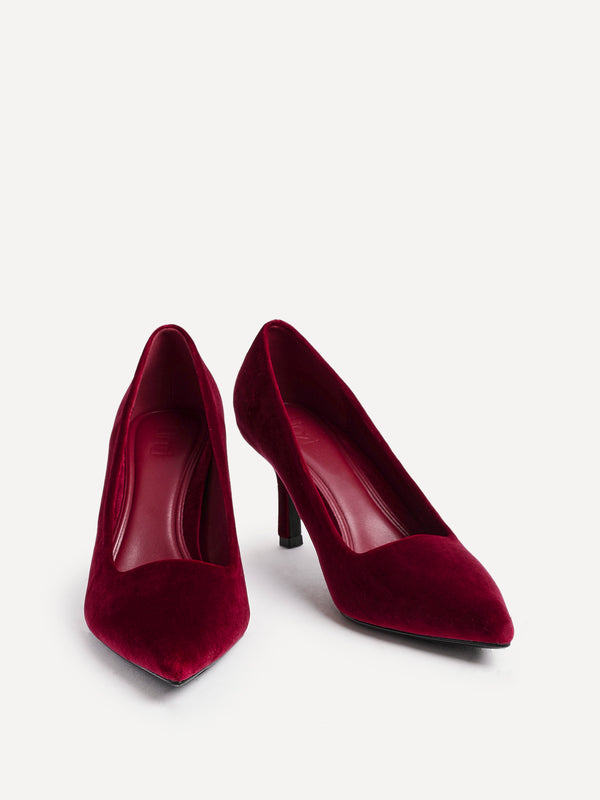 Linzi Burgundy Velvet Classic Court Heels