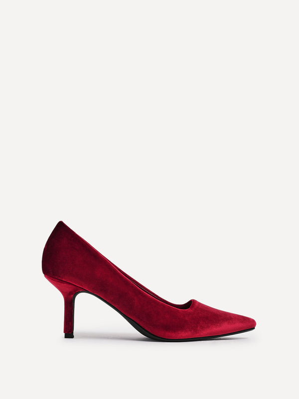 Linzi Burgundy Velvet Classic Court Heels