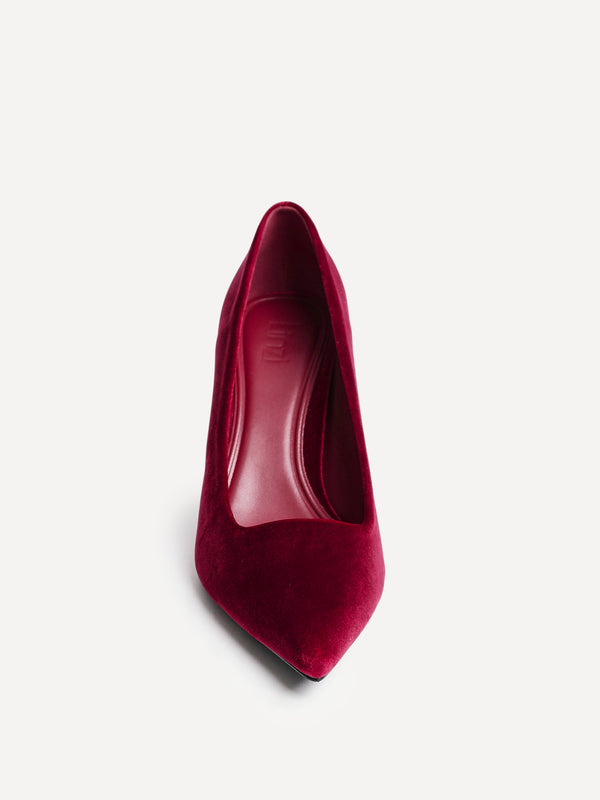 Linzi Burgundy Velvet Classic Court Heels