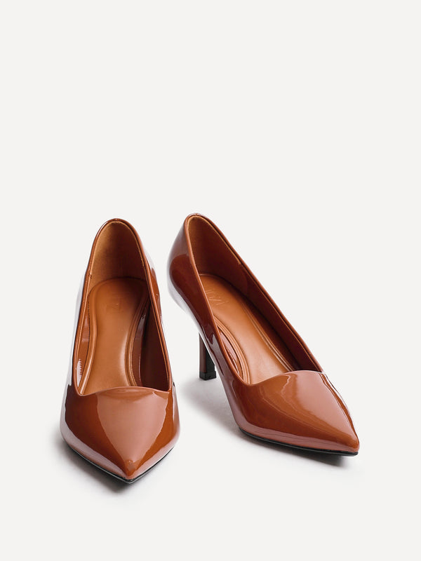 Linzi Caramel Velvet Classic Court Heels
