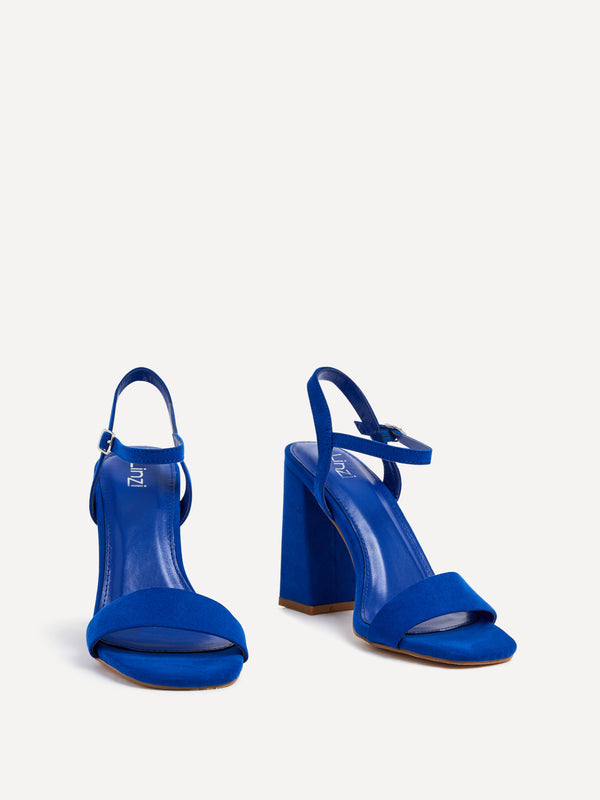 Linzi Cobalt Blue Faux Suede Block Heeled Sandal