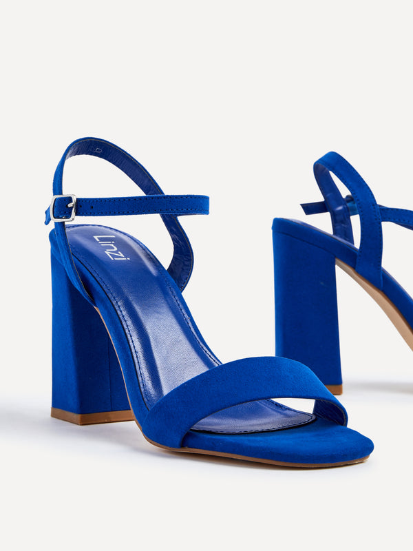 Linzi Cobalt Blue Faux Suede Block Heeled Sandal
