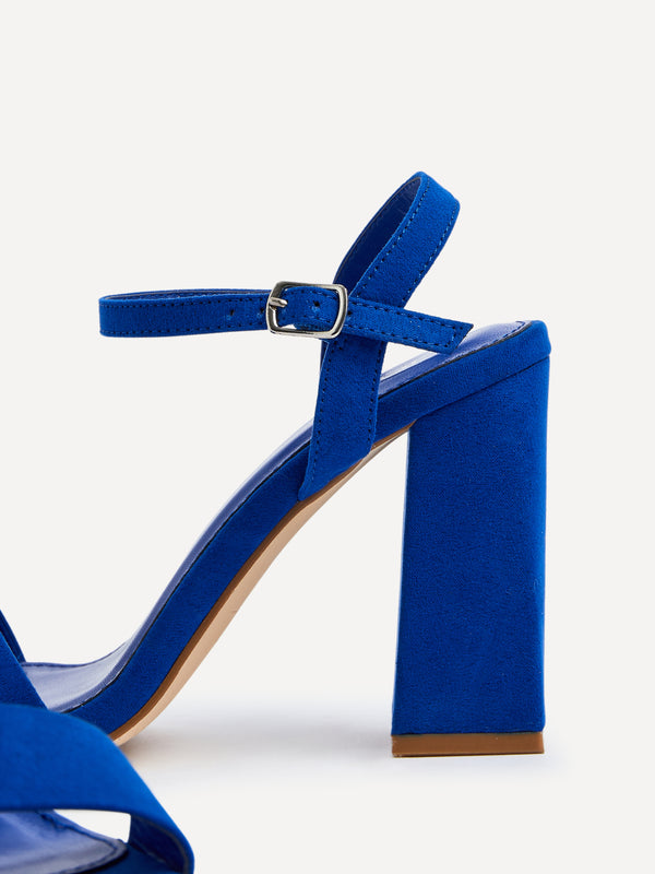 Linzi Cobalt Blue Faux Suede Block Heeled Sandal