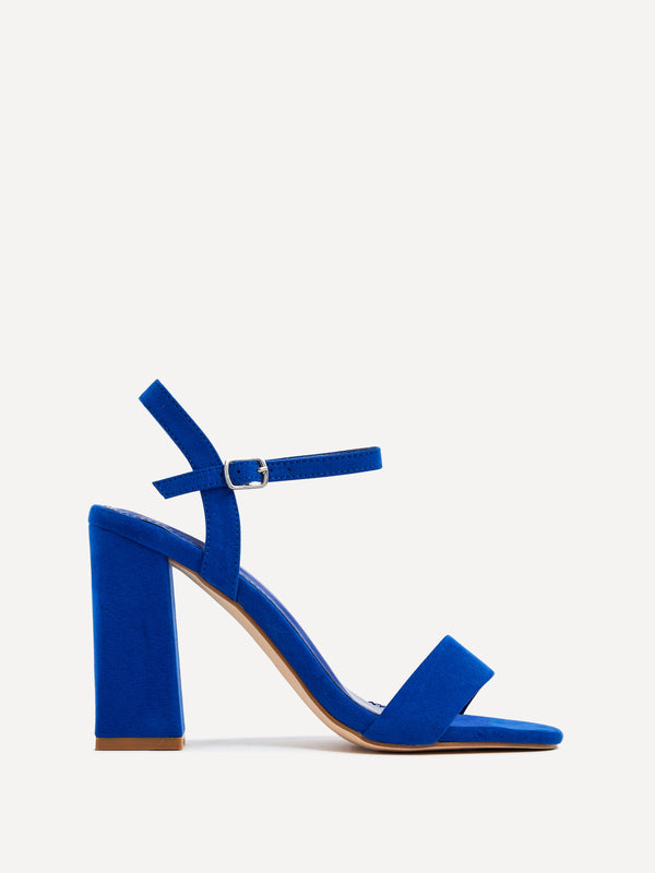 linzi Cobalt Blue Faux Suede Block Heeled Sandal