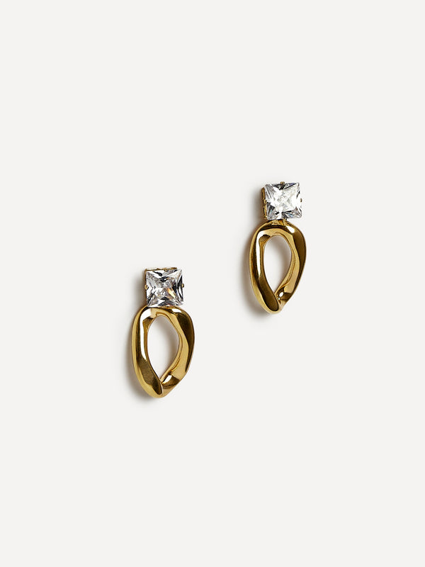Linzi Crystal Square Stud Oval Drop Earrings