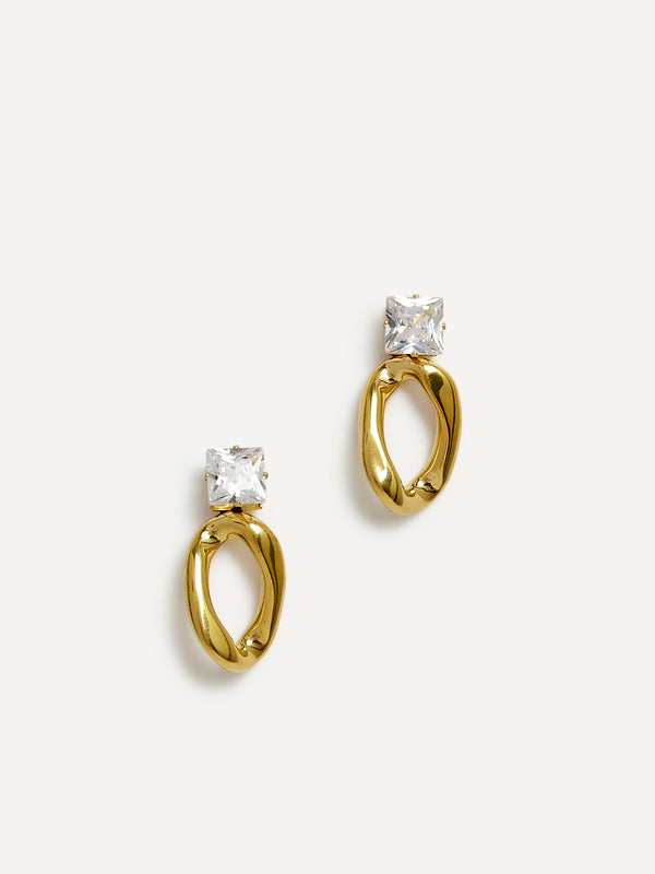 linzi Crystal Square Stud Oval Drop Earrings