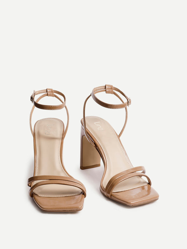 Linzi Deep Nude Faux Leather Strappy High Heel
